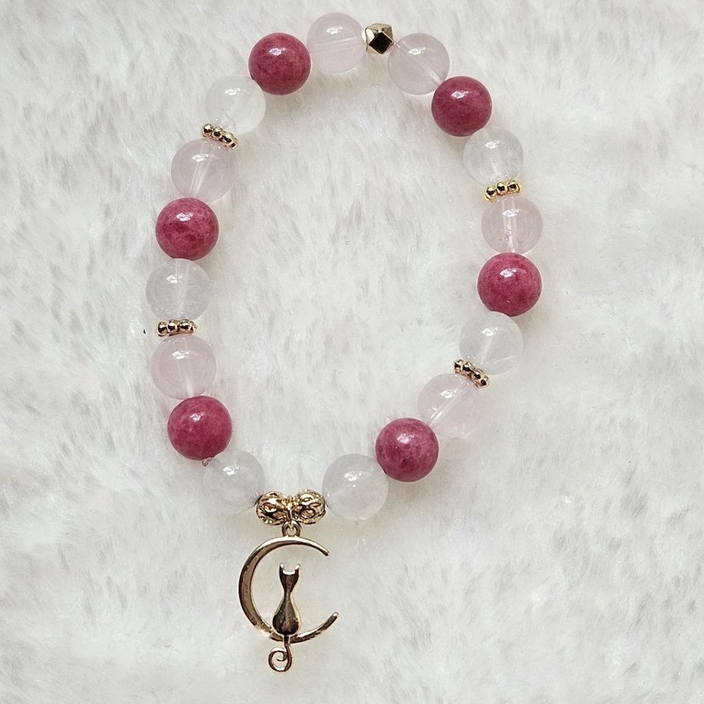 Natural Strawberry Quartz Crystal Bracelet